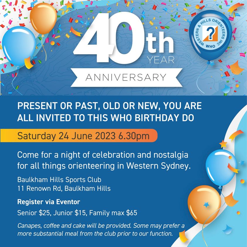 Western $ Hills Orienteers 40th Anniversary